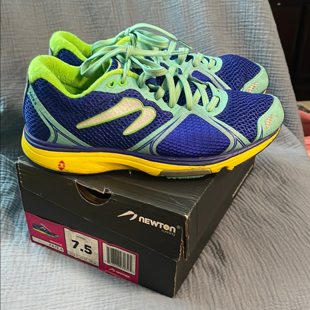 Newton Blue and Green Athletic Shoes with Mesh Upper